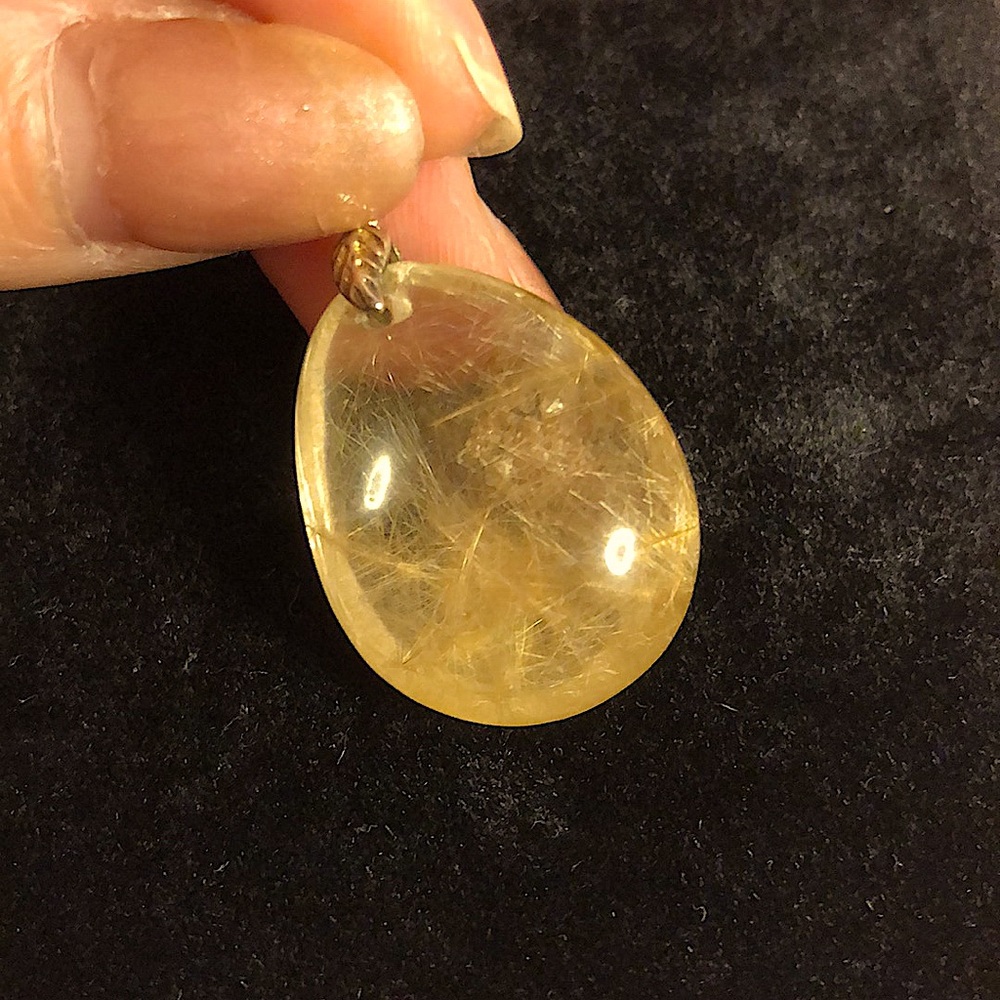 Gold Rutilated Quartz on Sterling Sliver Clasp